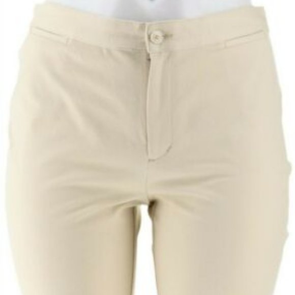 NWT DENIM & CO. KHAKI TWIN STRETCH CROP PANTS 16 - Picture 2 of 8